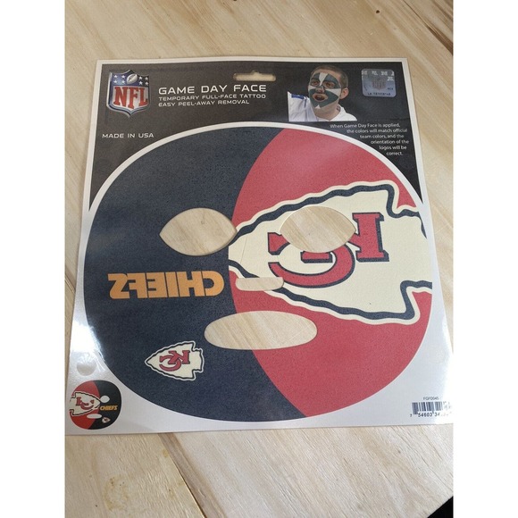 NFL Pick your Team Game Day Super Fan Face Mask Temporary Tattoo Chiefs Colts - Picture 9 of 14